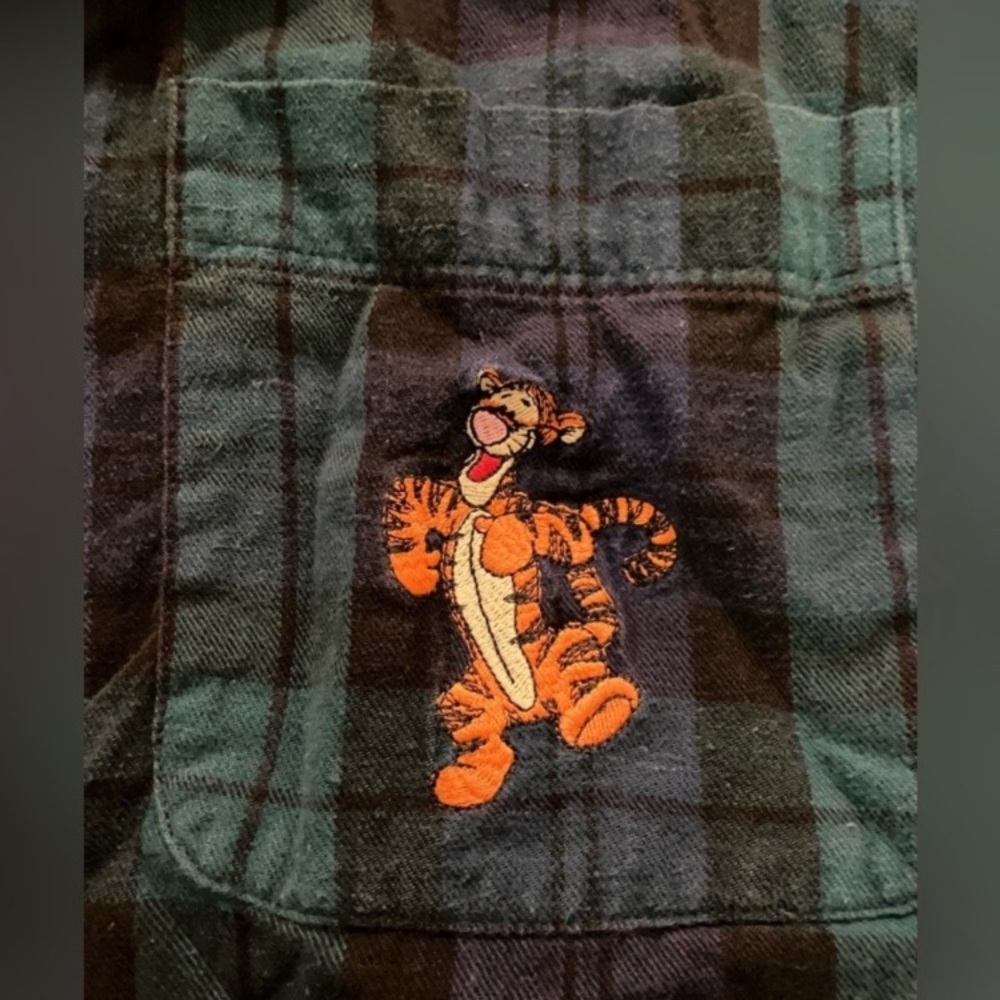 Disney Catalog Plaid Tigger Character Embroidered Flannel - Picture 4 of 9